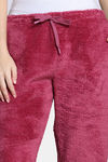 Zivame Soft Snuggles Fur Loungewear Set - Beet Red — thumbnail 6